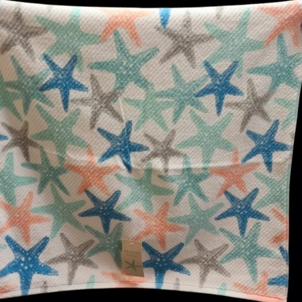 6pc Resort Collection Coastal Starfish Bath & Hand TOWEL Set 100% Cotton New